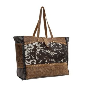 NWT Asher Cowhide & Canvas Weekender Bag